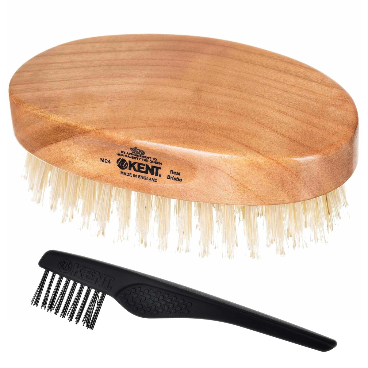 Kent MC4 Finest Mens Hair Brush And Facial Brush For Beard Care - Exfoliating Natural Boar Bristle Brush For Mens Grooming Scalp Brush Royalty Brush And Beard Straightener For Mens Skin Care