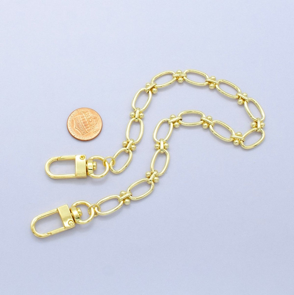 24K Gold Filled 12.5-Inch Oval Paperclip Link Chain Bag Purse Charm Swivel Keychain Findings | WA-2761