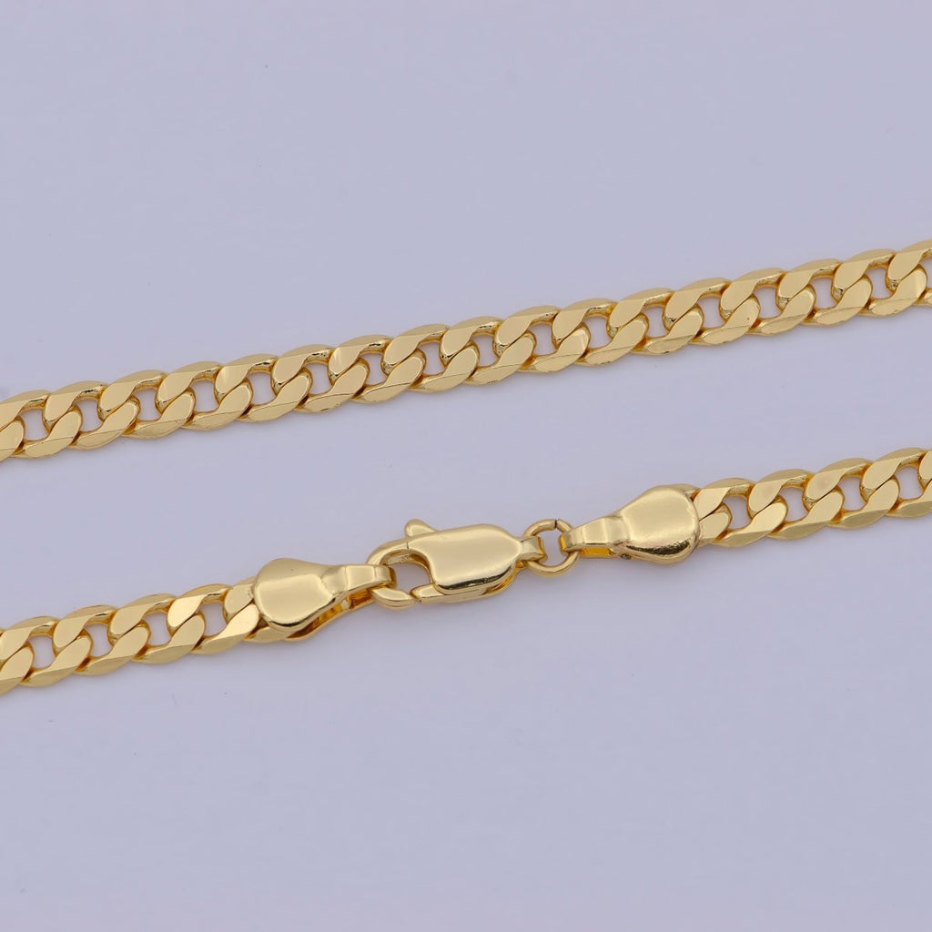 24k Gold Filled Cuban Link Chain Mens Gold Cuban Curb Chain Mens Jewelry 4mm Cuban Chain for Men Gold Jewelry Chain Boyfriend Gift | WA-472 Clearance Pricing