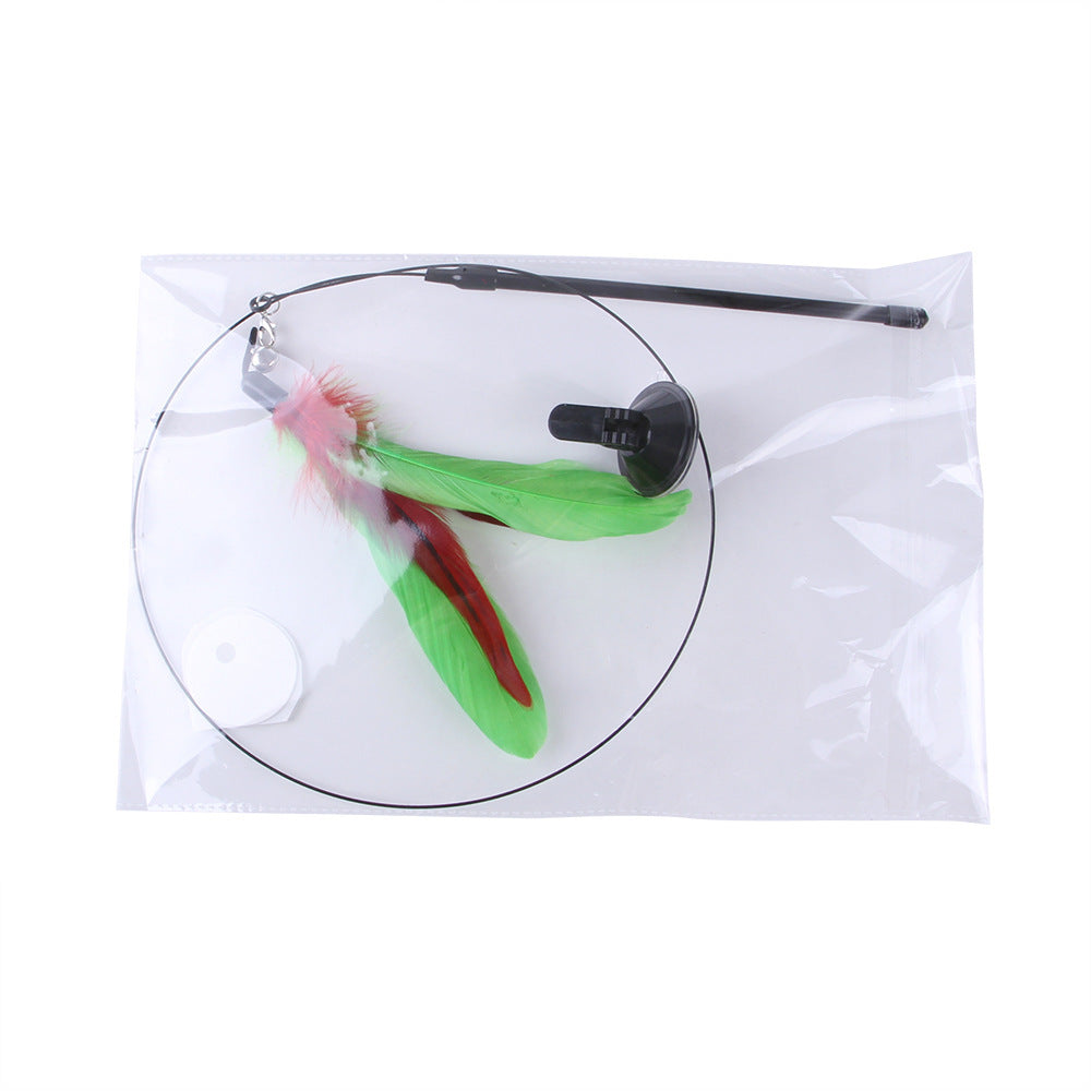 Suction cup cat toy stick that can be attached and held with steel wire multi head interchangeable cat toy and pet supplies