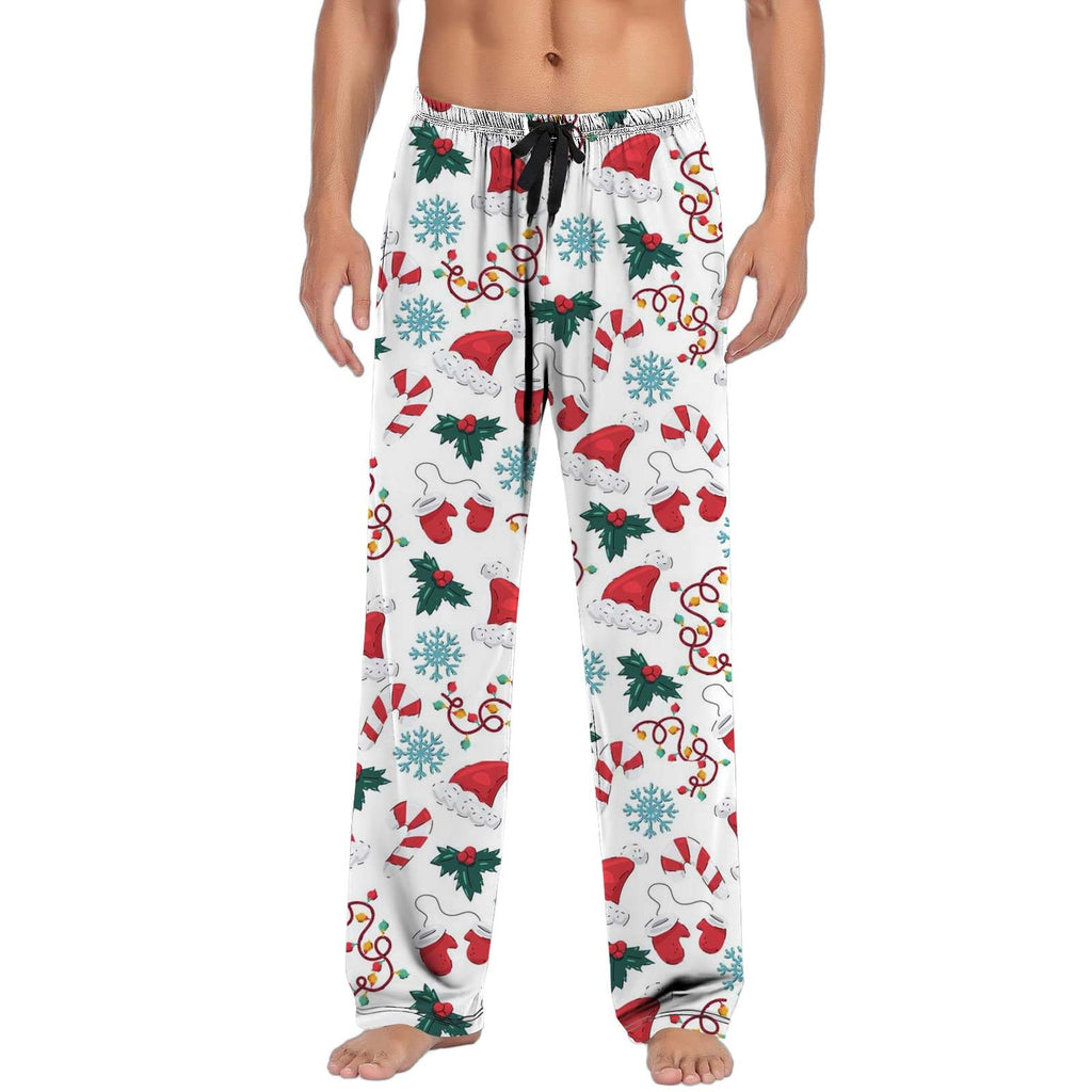 Mens Holiday Flannel Pajama Pants Mens Holiday Plaid Pajama Pants Mens Christmas Pajama Pants Sleepwear Lounge Pants Drawstring Elastic Lightweight Straight Leg Pj Bottoms with Pockets