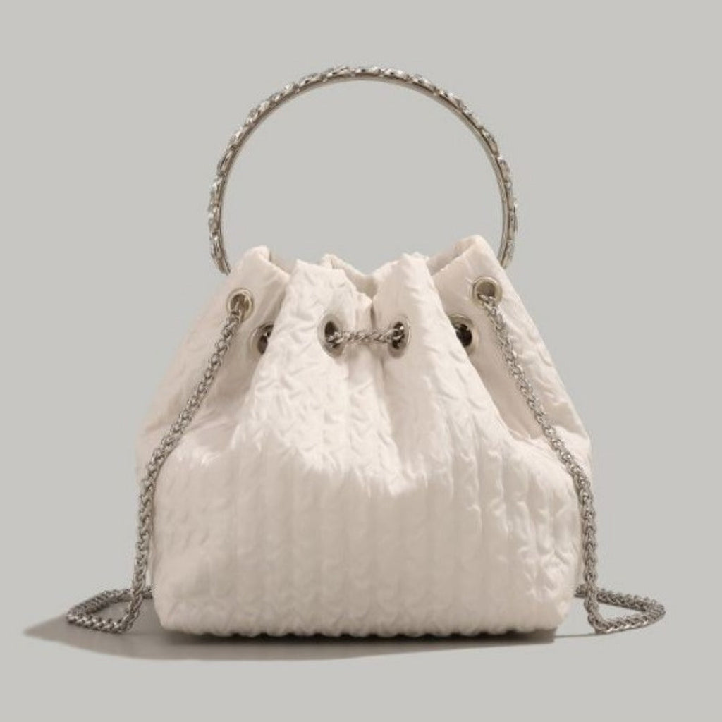 Rhinestone chain handbag women, fashion drawstring bucket bag evening clutch purse party Prom bag Party purse Prom bags clutches