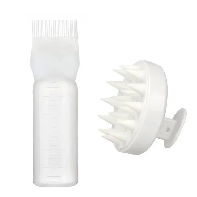 Silicone Shampoo Brush Head Scalp Massage Comb Hair Dye Tint Oil Applicator Bottle