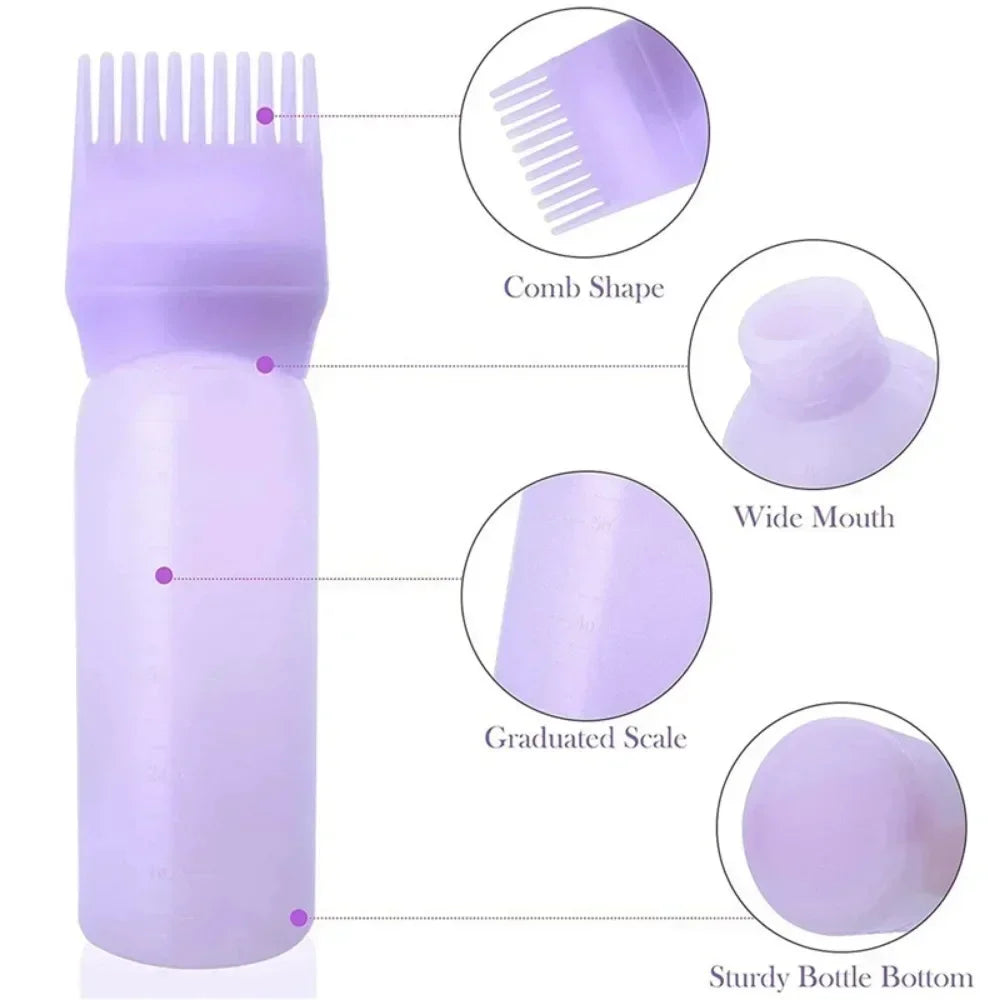 Silicone Shampoo Brush Head Scalp Massage Comb Hair Dye Tint Oil Applicator Bottle
