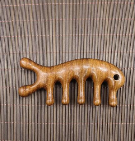 Assorted Shapes Golden Sandalwood Scalp Massager