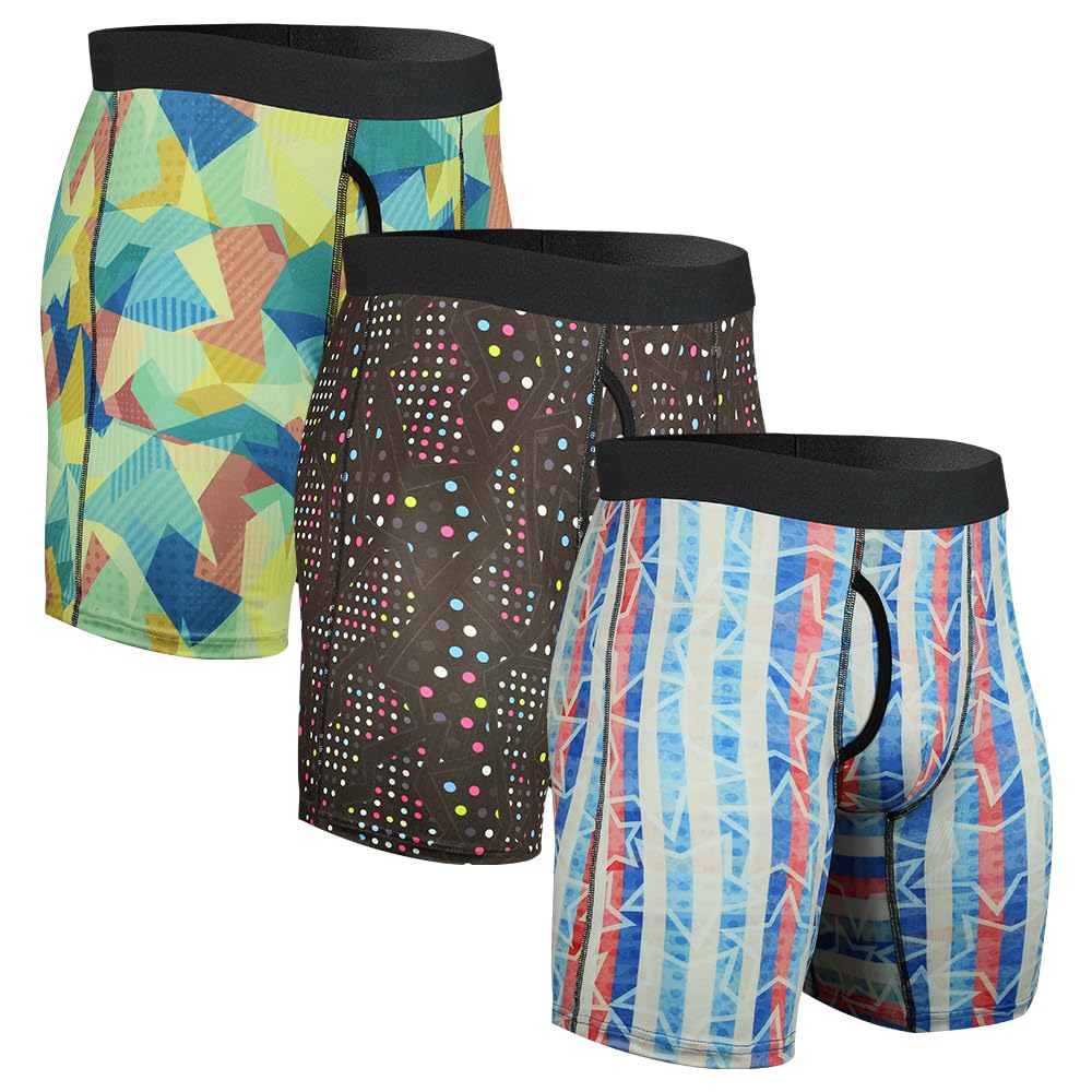 CHUAKIN Elite Men's Long Leg Sports Boxer Briefs 3-Pack