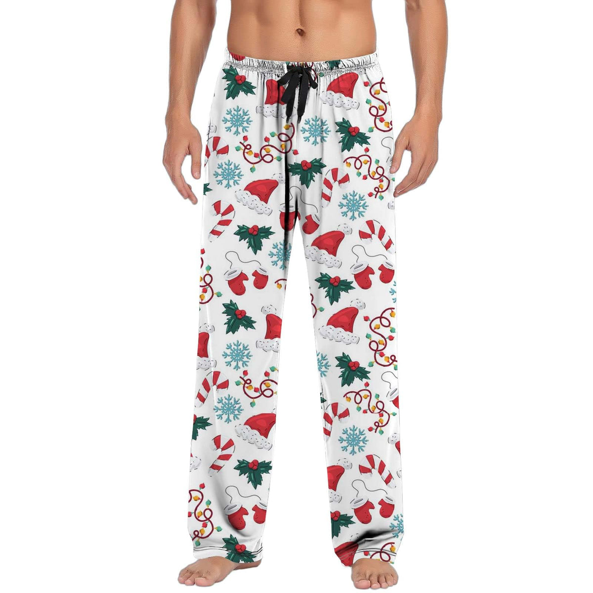 Mens Holiday Flannel Pajama Pants Mens Holiday Plaid Pajama Pants Mens Christmas Pajama Pants Sleepwear Lounge Pants Drawstring Elastic Lightweight Straight Leg Pj Bottoms with Pockets