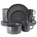Elama Luxmatte Dark Grey 16 Piece Dinnerware Set