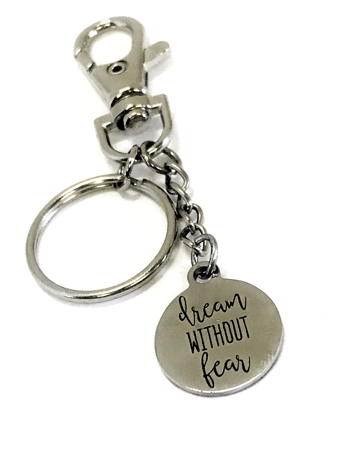 Motivating Keychain Gift, Dream Without Fear, Clip On Keyring, Purse Clip, Purse Charm, Keychain Charm, Encouraging Gift, Motivational Gift