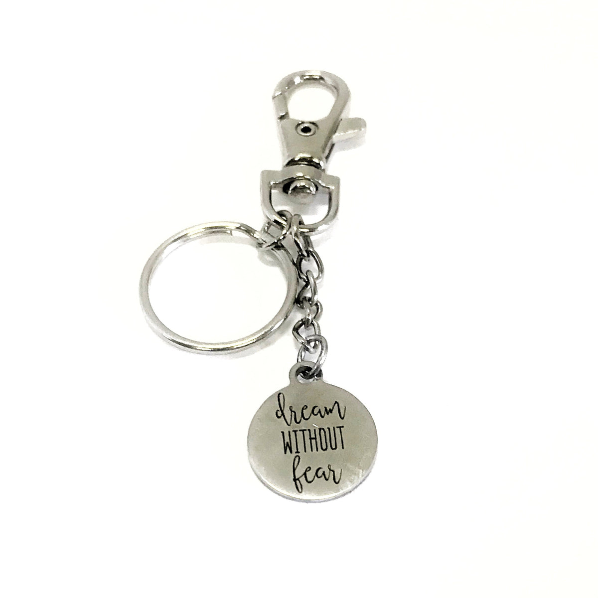 Motivating Keychain Gift, Dream Without Fear, Clip On Keyring, Purse Clip, Purse Charm, Keychain Charm, Encouraging Gift, Motivational Gift