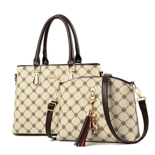 New Luxury Leather Bags Set 2 Pcs Handbag For Women And Girls Stylish Shoulder Gift Bag For Females